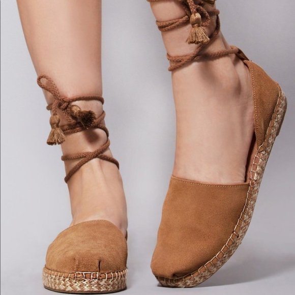 Toms Shoes - Toms Katalina Espadrille Taupe Tie up Suede Sandal